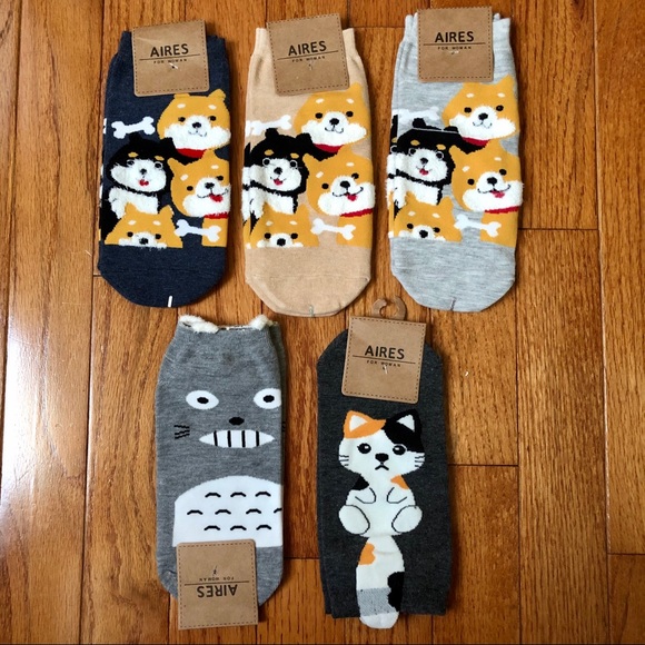 No brand Accessories - 5 Pairs Women’s Aires Graphic No Show Ankle Socks